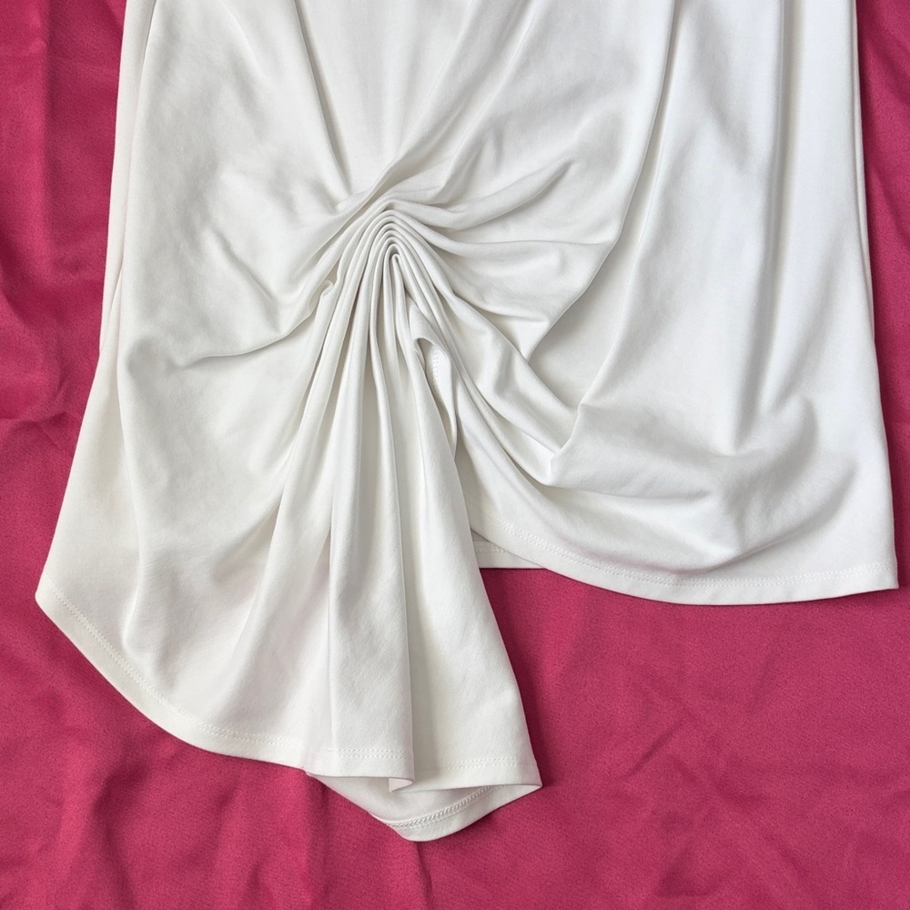 Express White Ruched Side Tie Tank - Picture 3 of 4